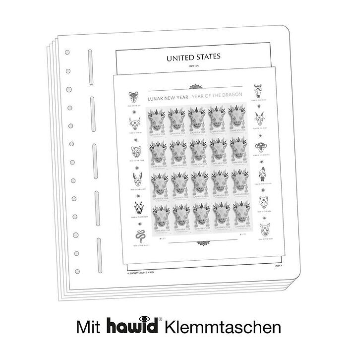 Leuchtturm Nachtrag mit Klemmtaschen USA Kleinbogen 2024